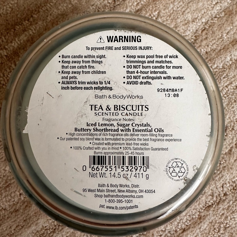 Bath And Body Works 3-wick Candle London Tea & Biscuits 14.5 Oz HTF Scent - Picture 14 of 16